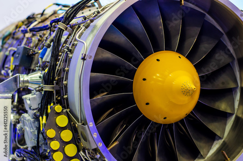 Fotografi Close-up of Jet engine. Engine maintenance
