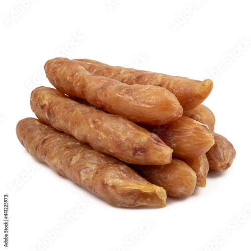 Chinese sausages isolated on white background