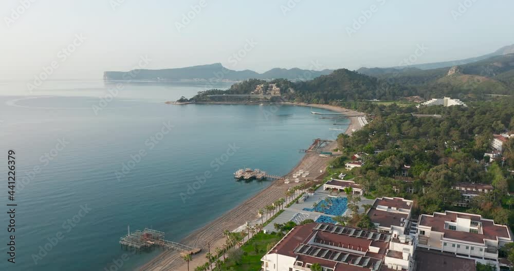 Landscape of the Kemer resort town and beautiful mountains in Antalya province, Turkey.