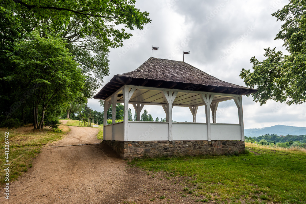 Old pavilion at Fürstenlager Park during summer, Bensheim Auerbach, germany
