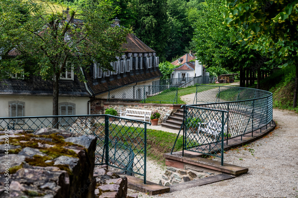 Village with old Buildings at Fürstenlager Park during summer, Bensheim Auerbach, germany Village with old Buildings at Fürstenlager Park during summer, Bensheim Auerbach, germany