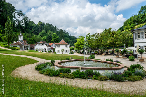 Village with old Buildings at Fürstenlager Park during summer, Bensheim Auerbach, germany