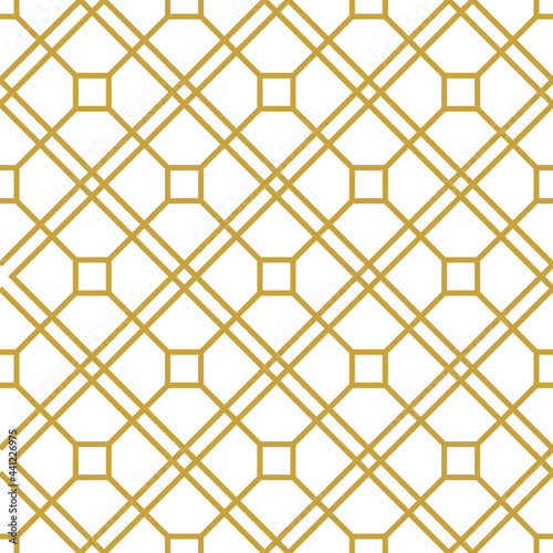Abstract geometric pattern with lines, rhombuses A seamless vector background. Gold and white texture.