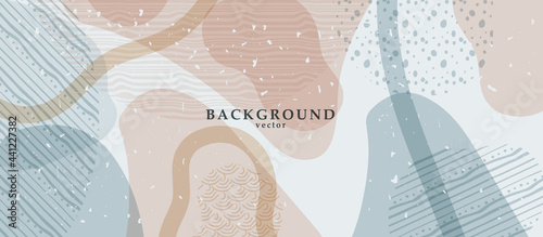 Abstract background art with color shapes on background. Web or wall art decor. Boho style minimalistic background. Vector illustration.