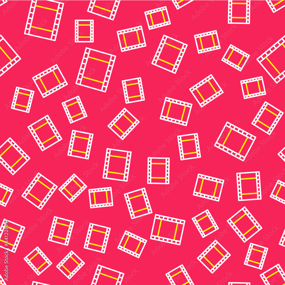 Line Play Video icon isolated seamless pattern on red background. Film strip sign. Vector Line Play Video icon isolated seamless pattern on red background. Film strip sign. Vector