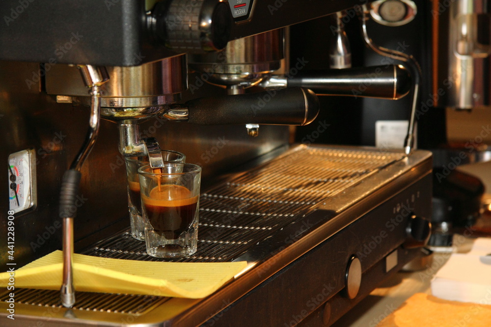 espresso machine in a cafe