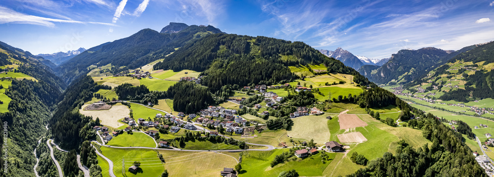 view at the zillertal valley in austria