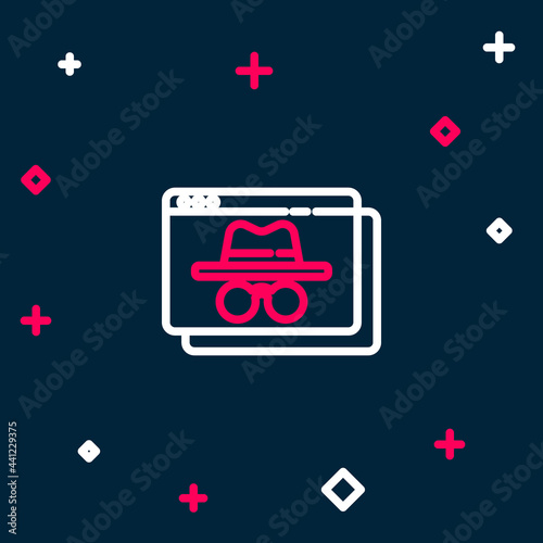 Line Browser incognito window icon isolated on blue background. Colorful outline concept. Vector