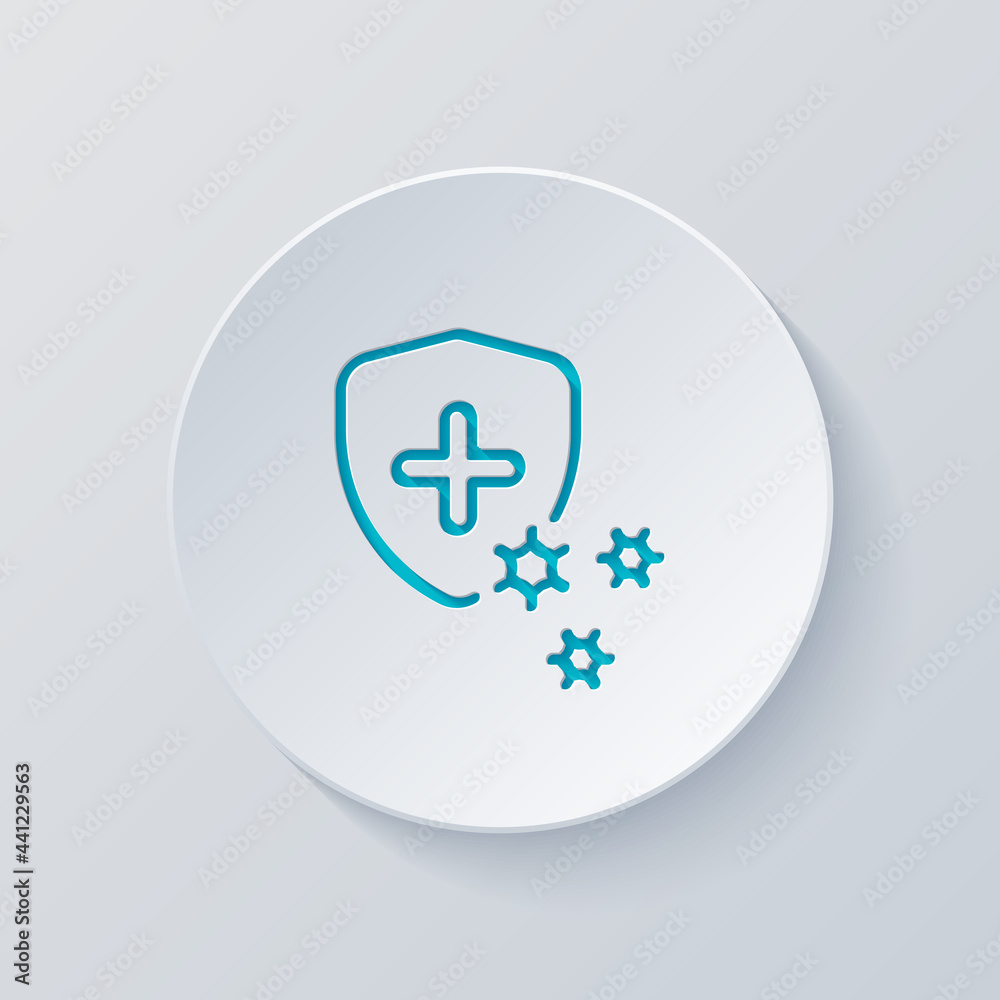 Immune system, antivirus protection, simple medical icon. Cut circle with gray and blue layers. Paper style Immune system, antivirus protection, simple medical icon. Cut circle with gray and blue layers. Paper style