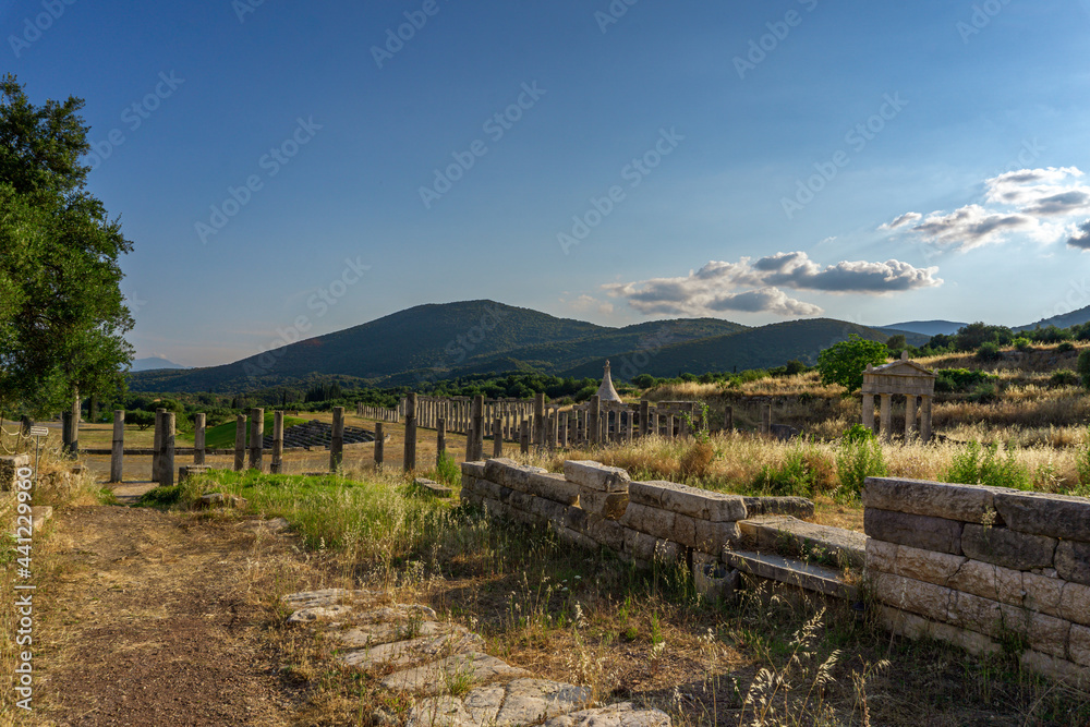 Ruins in the Ancient Messene in Peloponnese, Greece. 
