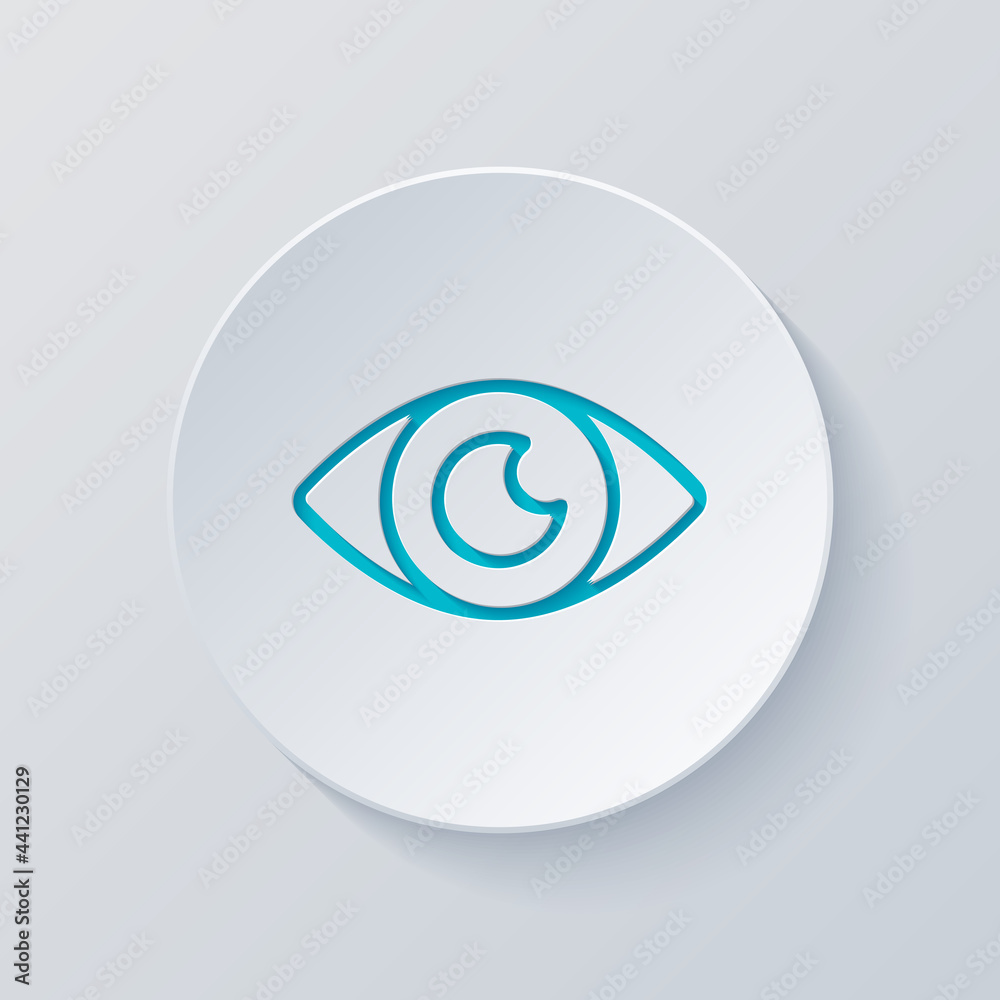 Eye, clear vision, simple icon. Cut circle with gray and blue layers. Paper style Eye, clear vision, simple icon. Cut circle with gray and blue layers. Paper style