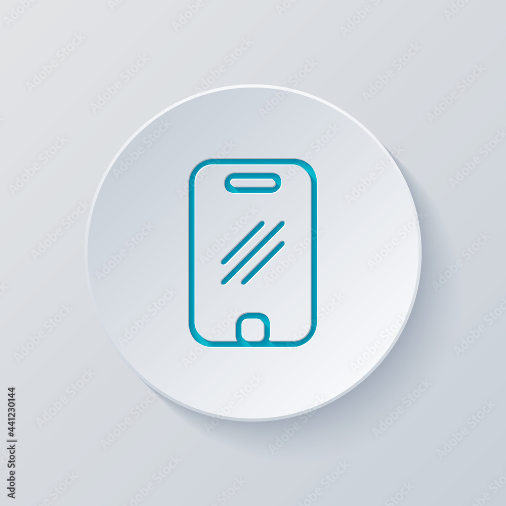 Mobile phone, cellphone, simple icon. Cut circle with gray and blue layers. Paper style Mobile phone, cellphone, simple icon. Cut circle with gray and blue layers. Paper style