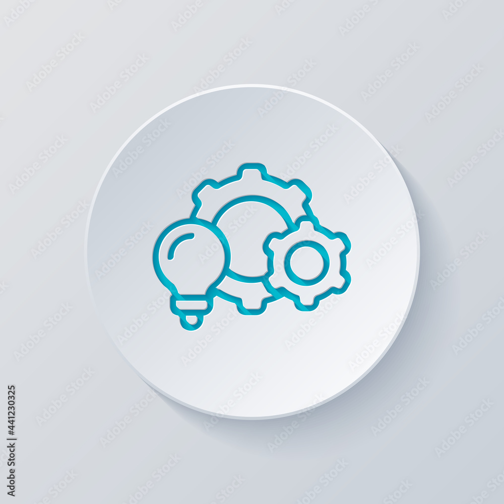 Process of implementation, business icon. Cut circle with gray and blue layers. Paper style Process of implementation, business icon. Cut circle with gray and blue layers. Paper style