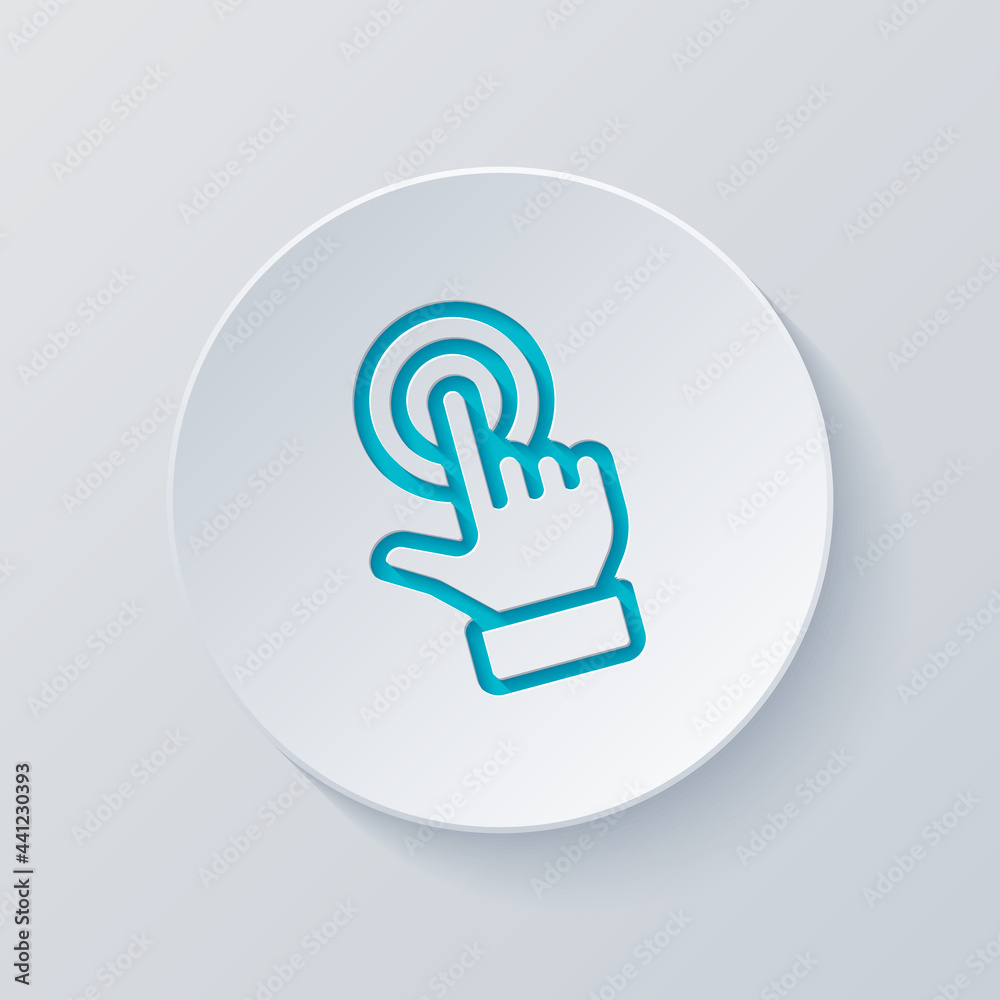 Touch action by finger, simple icon. Cut circle with gray and blue layers. Paper style Touch action by finger, simple icon. Cut circle with gray and blue layers. Paper style