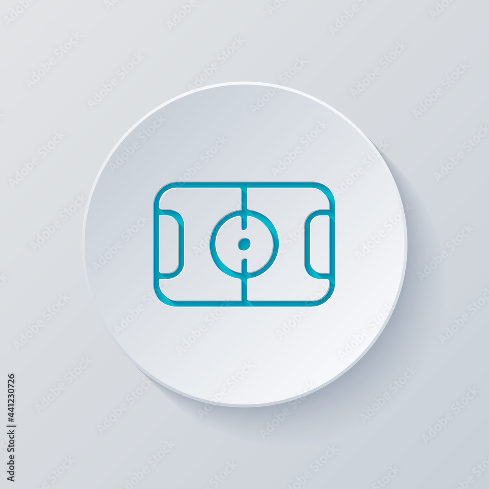 Soccer field, simple icon of football. Cut circle with gray and blue layers. Paper style Soccer field, simple icon of football. Cut circle with gray and blue layers. Paper style