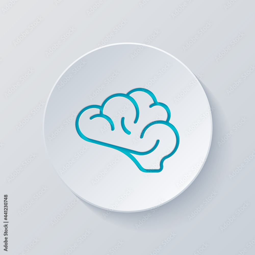 Human brain, creative mind, simple icon. Cut circle with gray and blue layers. Paper style Human brain, creative mind, simple icon. Cut circle with gray and blue layers. Paper style