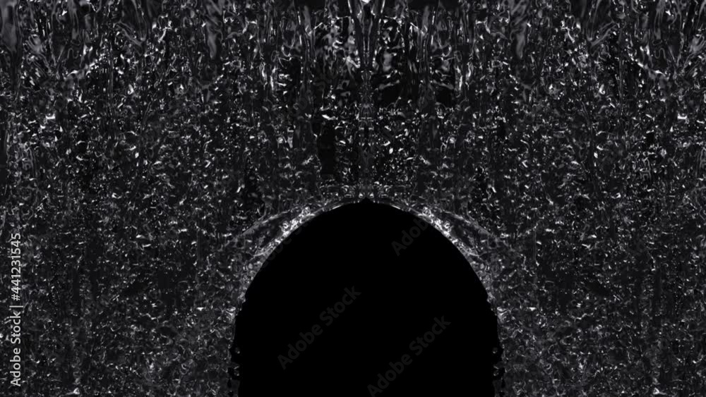 Waterfall texture loop isolated on black background. 4K for mapping 3d illustration.