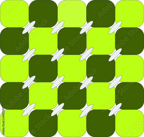 Quadrados com borda arredondas em tom verde unidos por um elo. photo