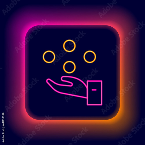 Glowing neon line Juggling ball icon isolated on black background. Colorful outline concept. Vector