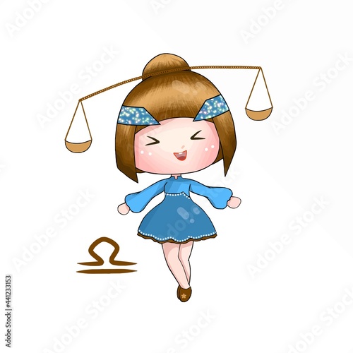 libra zodiac sign cute vector illustration