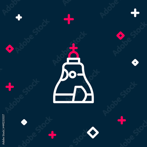 Line The Tsar bell in Moscow monument icon isolated on blue background. Colorful outline concept. Vector