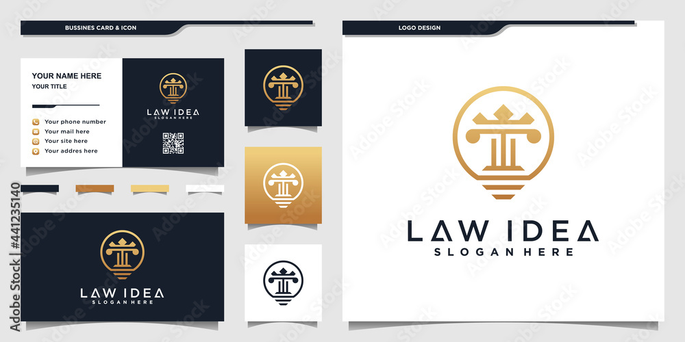 Law logo template with creative idea style and businnes card design Premium vektor Law logo template with creative idea style and businnes card design Premium vektor