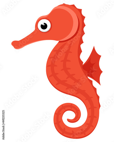 Red seahorse on a white background. Isolated