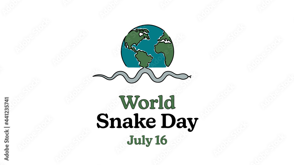 World Snake Day July 16. Simple planet and snake. Minimalist web banner, world snake day vector illustration. One continuous line drawing. World Snake Day July 16. Simple planet and snake. Minimalist web banner, world snake day vector illustration. One continuous line drawing.