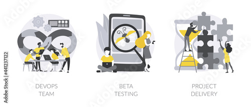 IT teamwork abstract concept vector illustrations.