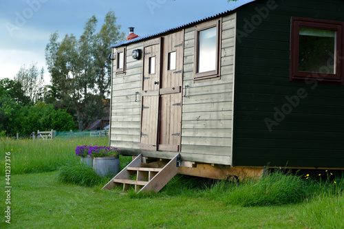 Tableau sur toile Shepherds hut  in the countryside, Glamping.