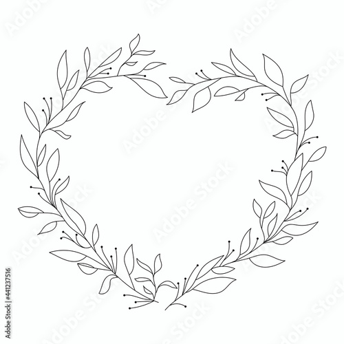 purple heart-shaped wreath frame - Stock Illustration [93035655