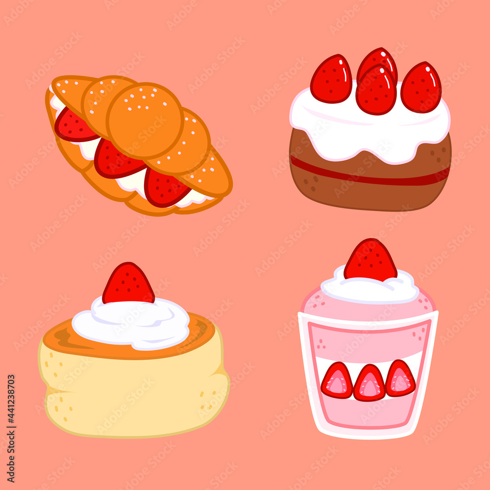 Cute And Delicious Cakes Doodle Illustration Set Premium Vector Cute And Delicious Cakes Doodle Illustration Set Premium Vector