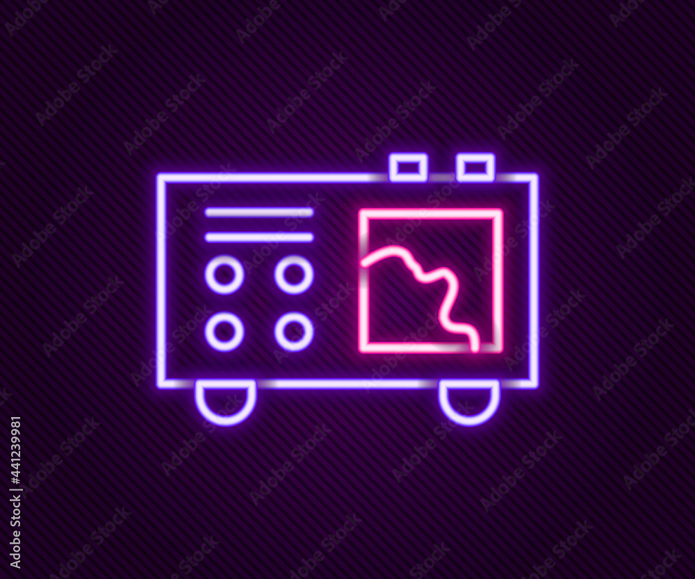 Glowing neon line Spectrometer icon isolated on black background. Colorful outline concept. Vector Glowing neon line Spectrometer icon isolated on black background. Colorful outline concept. Vector