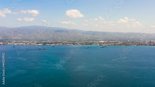 View from the sea to the city of Zamboanga.A major city on the island of Mindanao. Mindanao, Philippines. photo