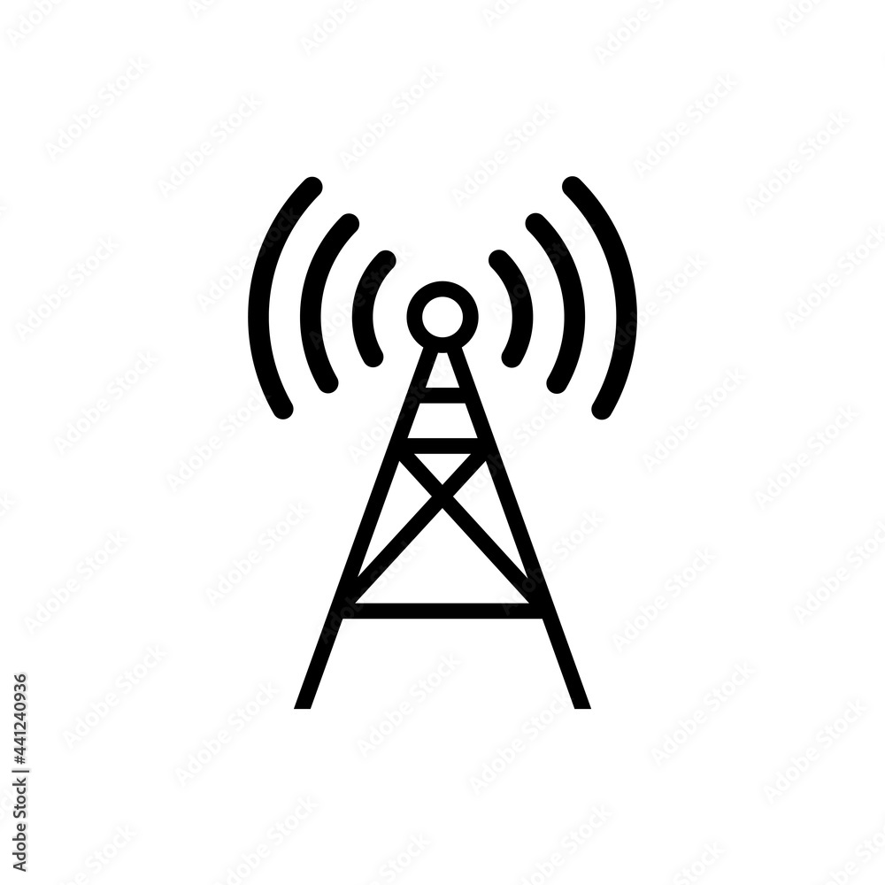 Icono de torre de radio. Concepto de telecomunicaciones. Ilustración ...