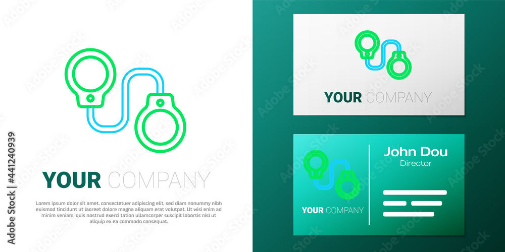 Line Handcuffs icon isolated on white background. Colorful outline concept. Vector