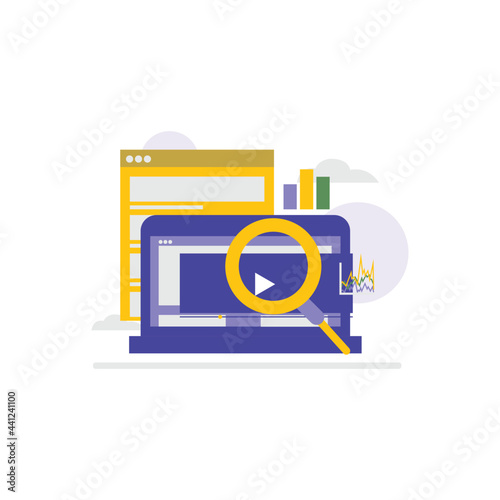 Flat illustration design customer search insight on white background