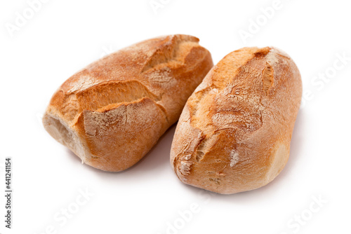 Panini tipo francesino, pane fresco italiano isolato su fondo bianco  photo