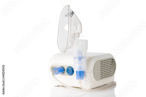 electric nebulizer for cough treatment isolated on white background