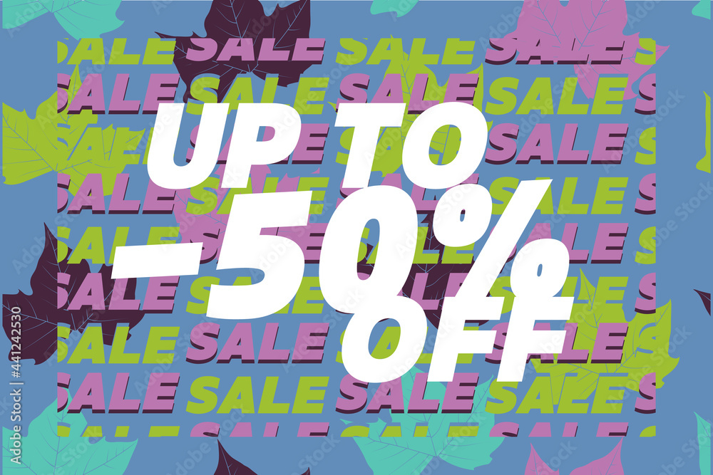 Abstract sale up to -50% off illustration template elements. Discount vector illustration. 