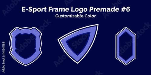 three set Esport shield frame Logo premade, customizable color
