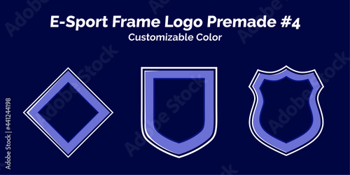 three set Esport shield frame Logo premade, customizable color