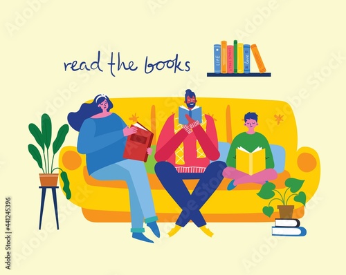 Vector concept illustrations of World Book Day, Reading the books and Book festival in the flat style.