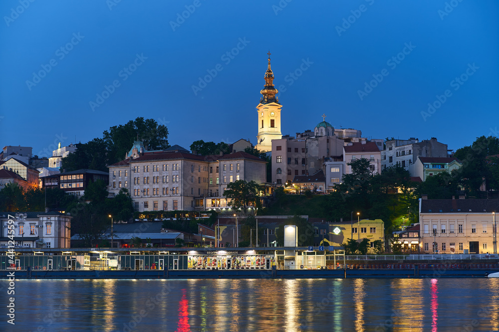 Naklejka premium Beautiful view of the historic center of Belgrade on the banks of the Sava River, Serbia