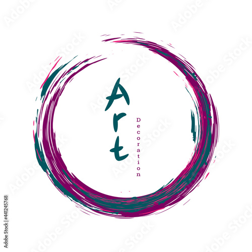 Zen ink circle emblem. Paint strokes. Multi-colored strokes. Design template for the design of banners, posters, booklets, covers, magazines. EPS 10