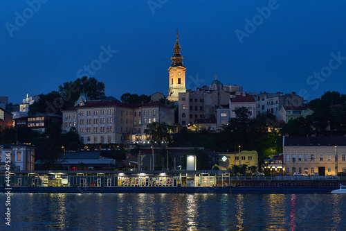 Beautiful view of the historic center of Belgrade on the banks of the Sava River  Serbia