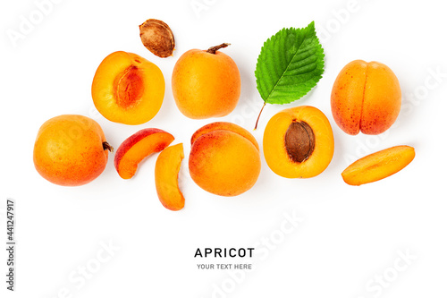 Apricot fruits creative layout.