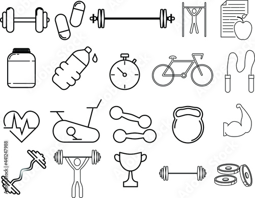 fitness and sport icons,set of line icons for gym 