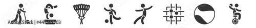 filled set of sport icons. glyph vector icons such as rinkball, tumbling, paragliding, kickball, kung fu, unicycling handball. vector illustration.
