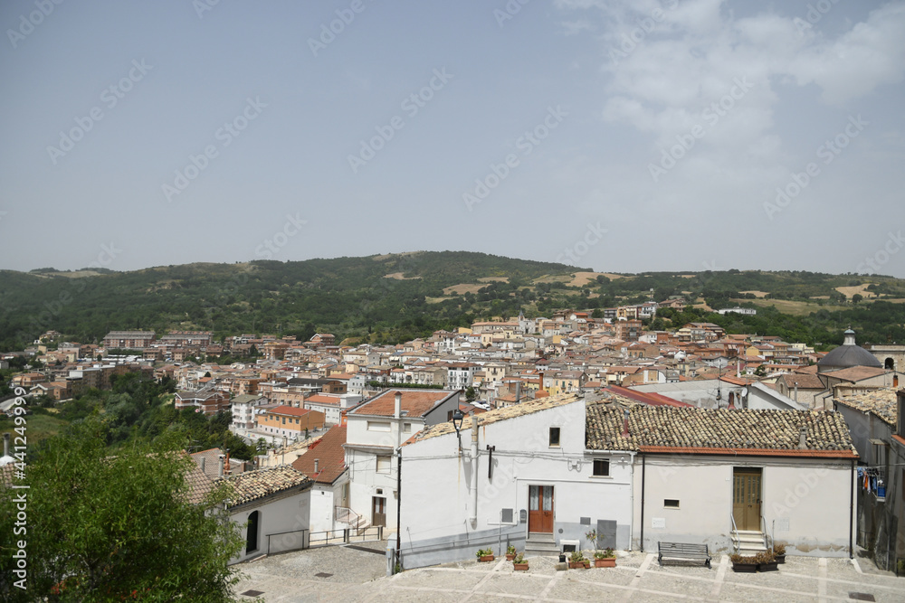 Panoramic view of Deloceto, a village in the mountains of the Puglia  region in Italy.